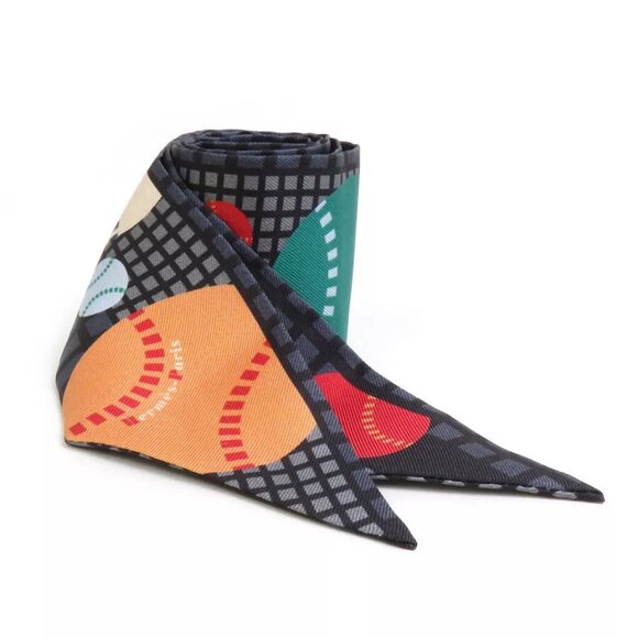 HERMES Twilly Ribbon Scarf Gray/Multicolor Silk - - Picture 1 of 7